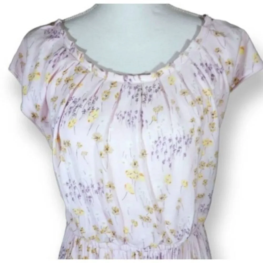 LC LAUREN CONRAD PINK, PURPLE, YELLOW FLORAL DRESS SZ.L/XL EUC. - Picture 3 of 7